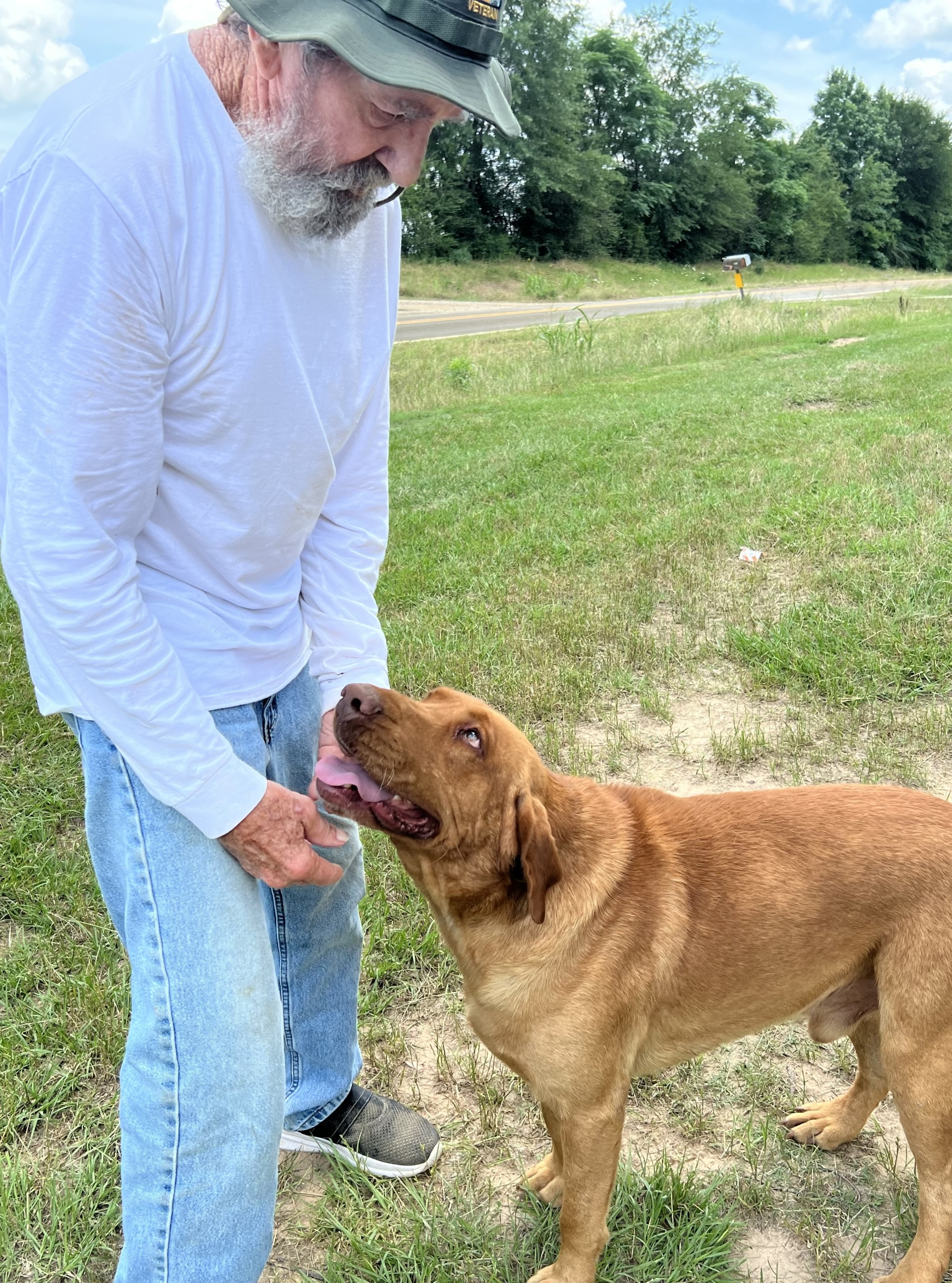 Donnis Adams with Red, the sire of the Texas Red Dudley line
